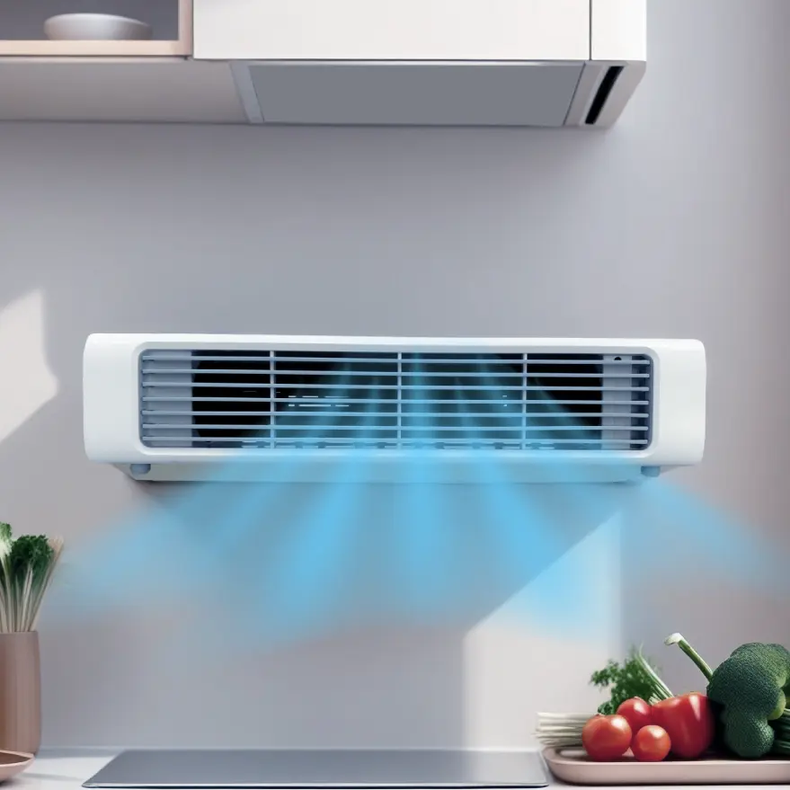 BreezaMax accroché au mur d'une cuisine