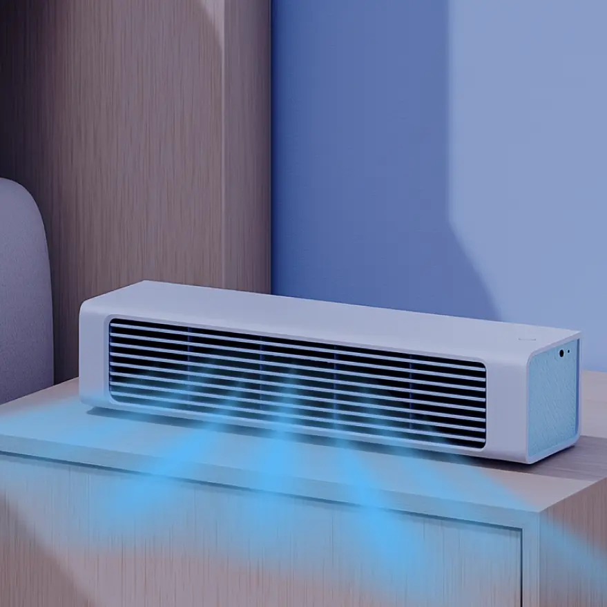 BreezaMax allongé sur un meuble dans une chambre